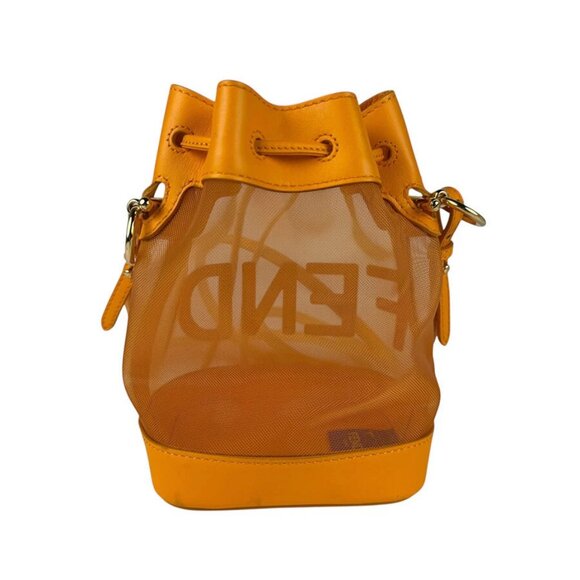 FENDI Mon Tresor Mini Shoulder Bag Handbag Orange Leather/Mesh - Picture 3 of 14